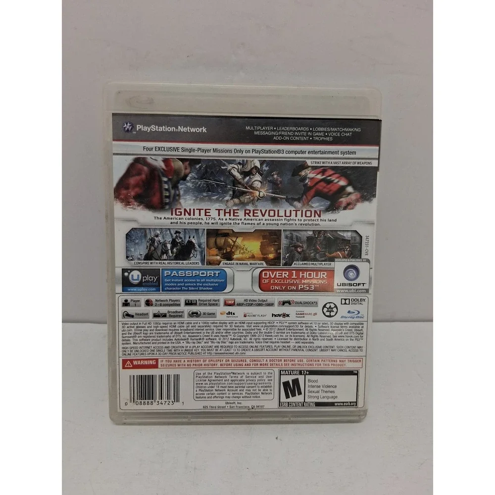 Assassins Creed III Sony PlayStation 3 PS3 Game Exclusive Content 2012 Ubisoft